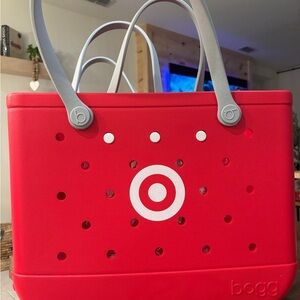 BOGG BAG Red Tote with Light Gray Handles